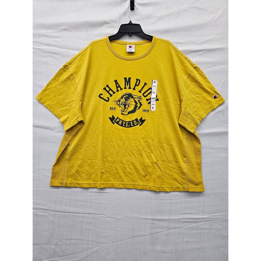 Champion Phys Ed Cougar Graphic Tee Lemon Curry Yellow XXL CPM253TS02018
